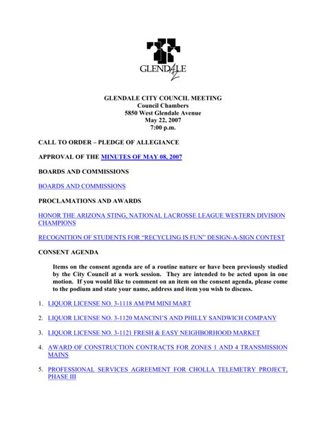 glendale city council meeting minutes.